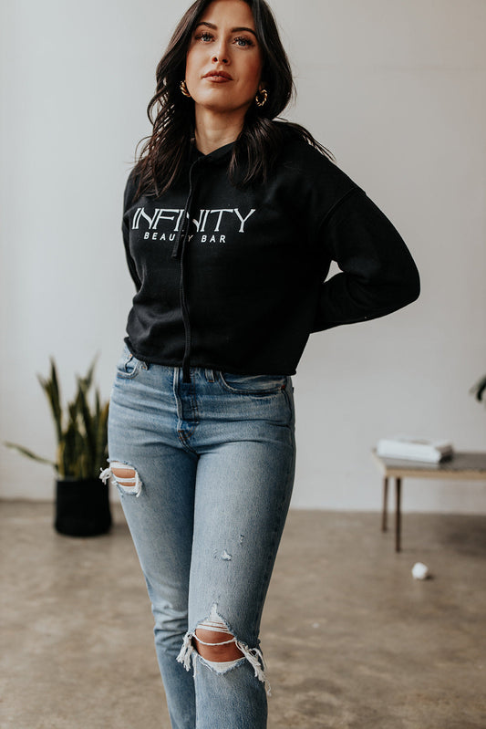 Cropped-hoodie-Infinity-Beauty-Bar-logo