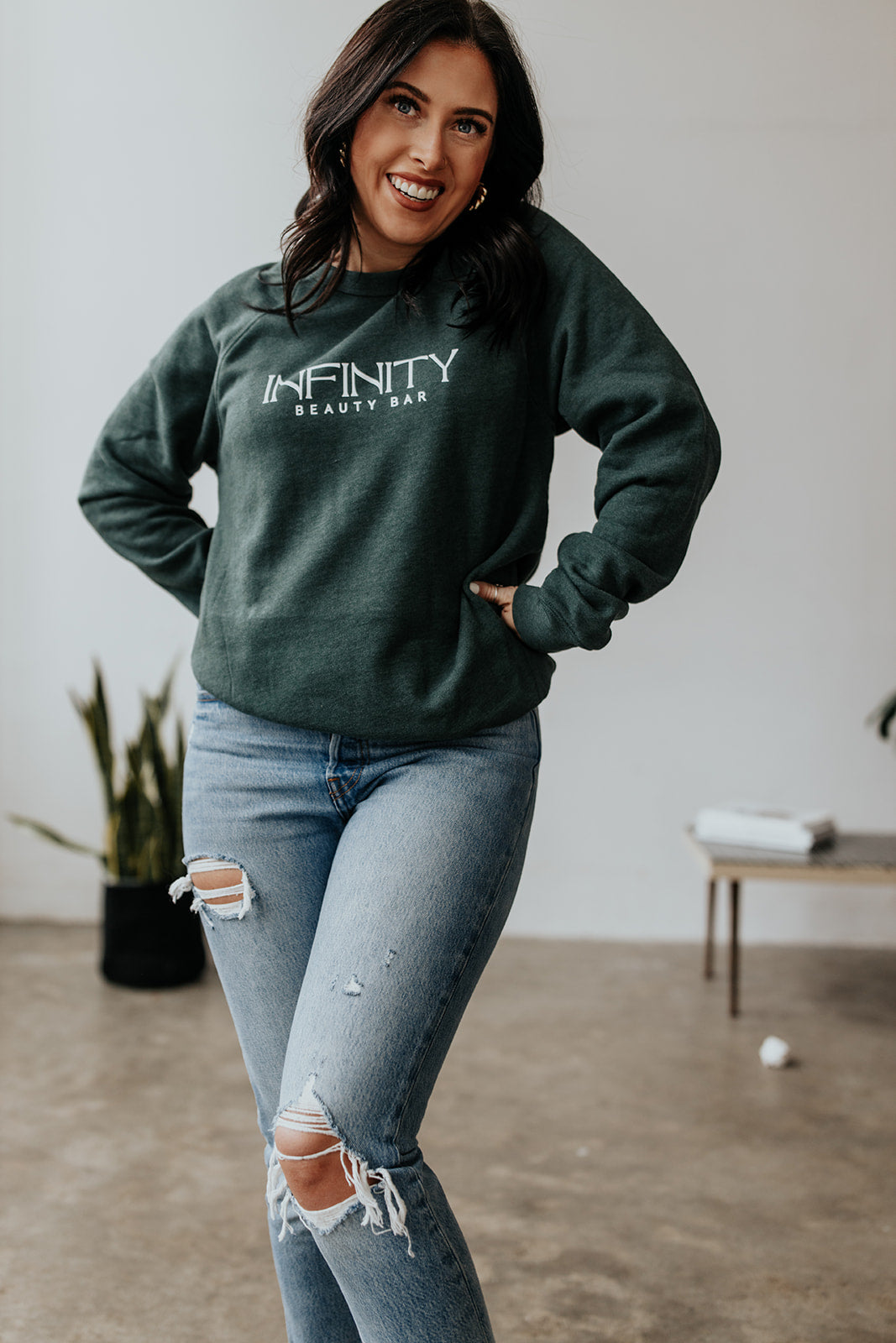 fitted-crew-neck-sweatshirt-infinity-beauty-bar-logo