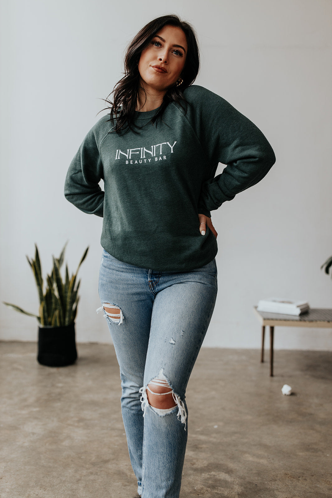 fitted-crew-neck-sweatshirt-infinity-beauty-bar-logo